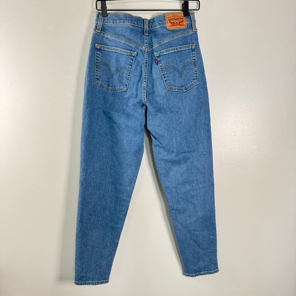 Levi's Women's High Waisted Taper Jeans Ankle Stretch Light Wash High Rise 28x27 - Picture 4 of 10